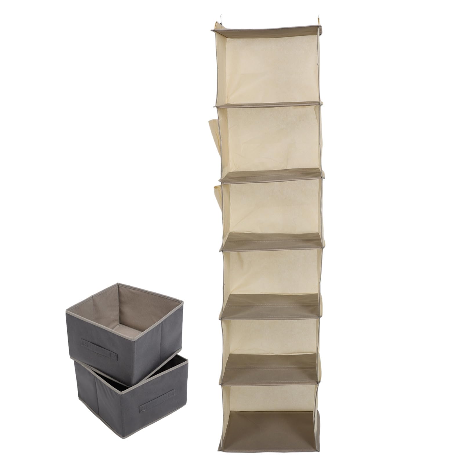 Gadpiparty Organizzatore di Archiviazione Pieghevole Non Tessuto Beige 6 Ripiani Separati e Aperture Rinforzate, Struttura Robusta per Ingresso e Spazi Temporanei