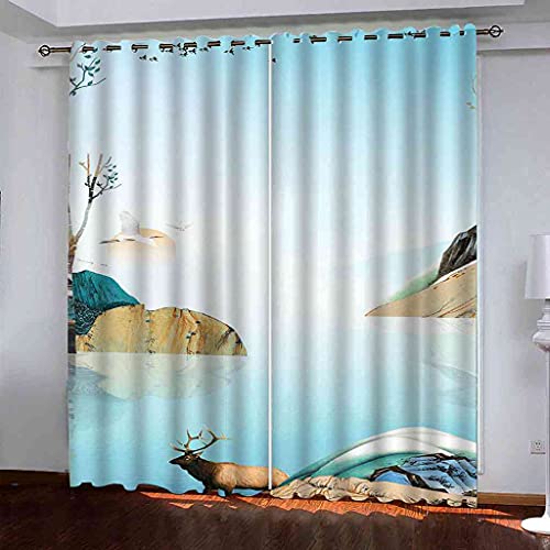 Rideau thermique isolant et phonique en polyester bleu pour chambre