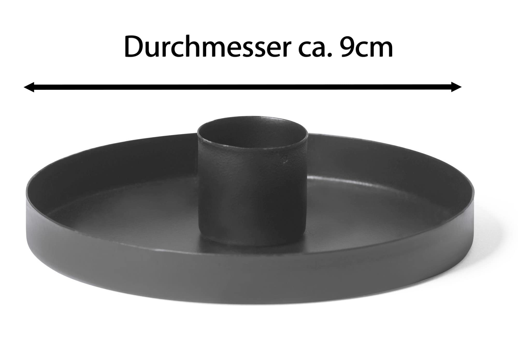 Novaliv 4 x świecznik 9 cm, metalowy świecznik w kolorze czarnym, podstawka pod świece z prawdziwego wosku, z efektem migotania, bezpłomieniowy świecznik