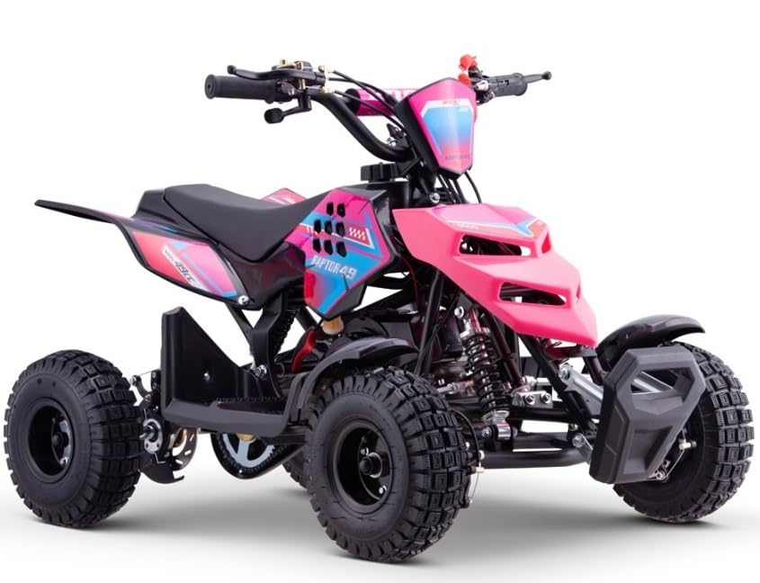 Miniquad Infantil de Gasolina Raptor-R4 49cc (Gasolina Mezcla), Color Rosa, niños de 4 a 10 años