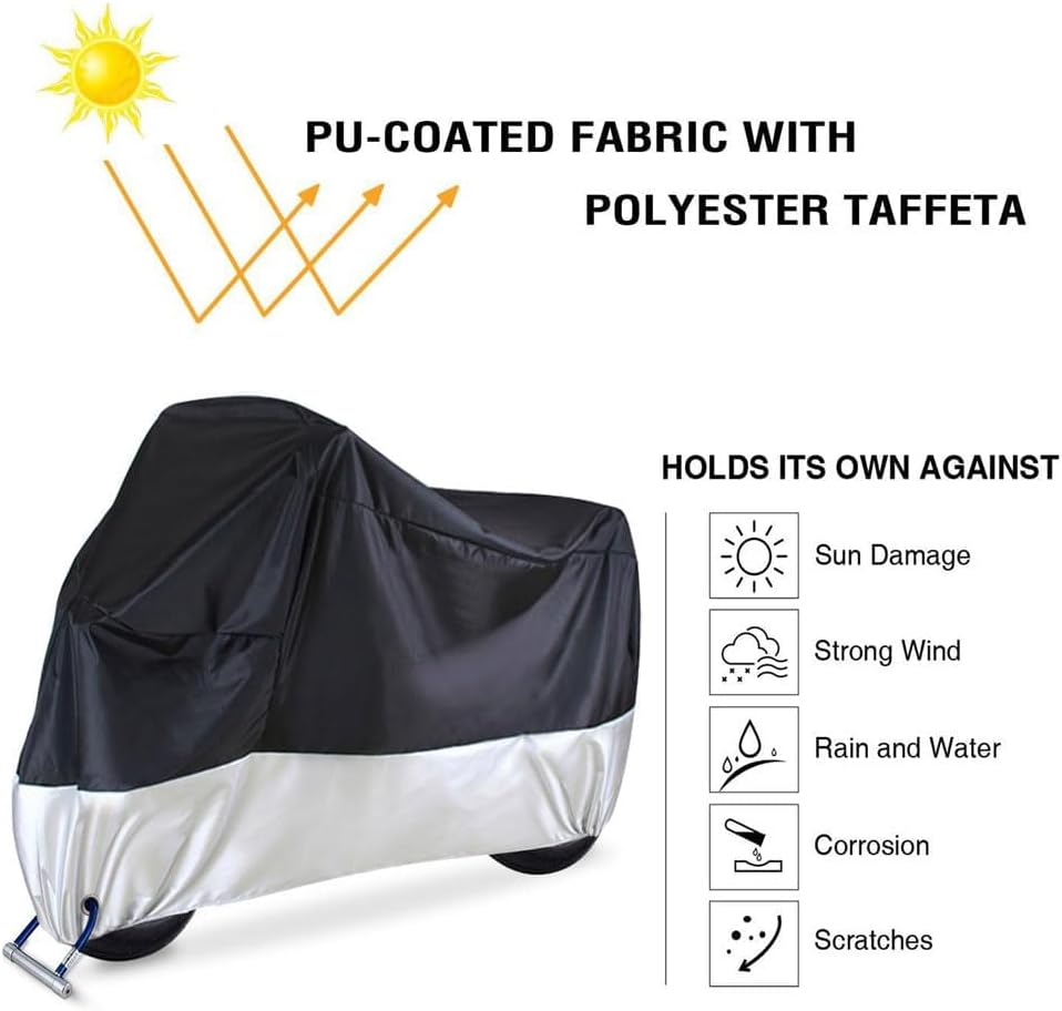 Motorcycle Cover for Harley-Davidson CVO Fat Bob/Ultra Classic Electra Glide, Polyester Lock Hole Outdoor Four Seasons Waterproof Sun Protection Rain Protection Dustproof Protective Cover
