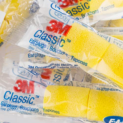 3M Ear Plugs, 200 Pairs/Box, E-A-R Classic 312-1201, Uncorded, Disposable, Foam, Nrr 29, For Drilling, Grinding, Machining, Sawing, Sanding, Welding, 1 Pair/Poly Bag #TOP1