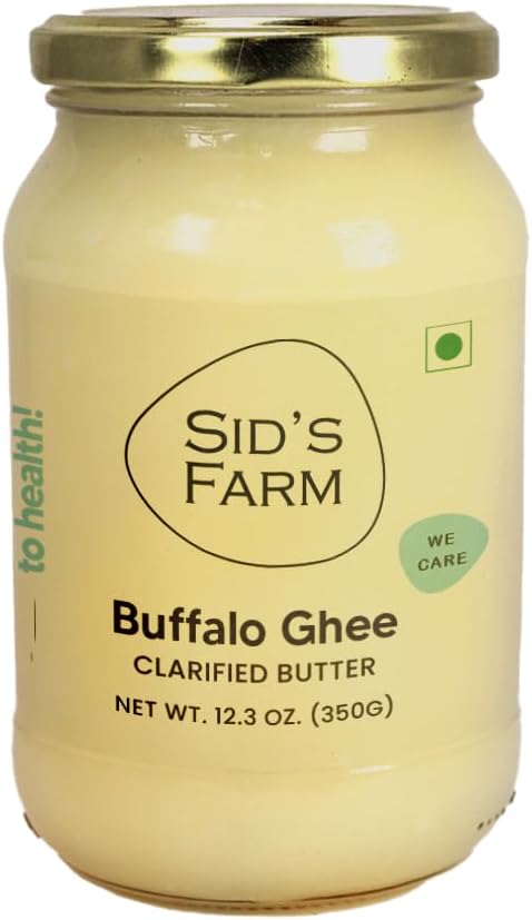 Sid’s Farm Buffalo Ghee | 12.3 Oz (350g) | Aromatic and Granular | Made With Safe Tested Milk | Free From Induced Hormones and Preservatives | USDA, FSSAI, ISO, APEDA Certified