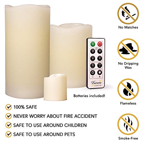 Furora LIGHTING LED Flameless Candles with Remote Control, Set of 8, Real Wax Battery Operated Pillars and Votives LED Candles with Flickering Flame and Timer Featured - Ivory