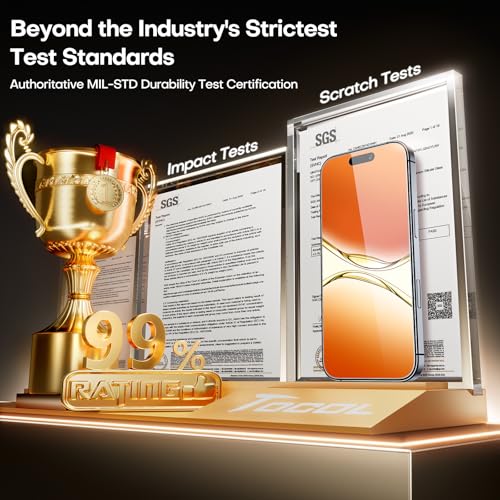 Image of TOCOL for iPhone 17 Screen Protector 6.3 inch 9H Hardness Military Grade Shatterproof HD Tempered Glass for Full Coverage Protection 2 Pack