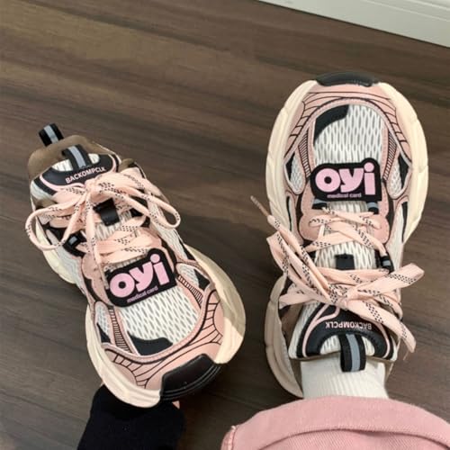 Pink Retro Dad Sneakers for Women & Girls - Breathable Mesh & Chunky Platform Cute Shoes, Y2K Streetwear Chic for Beach Travel, City Walk, Cloud-Like Comfy Athleisure, Kawaii Everyday, Back to School4