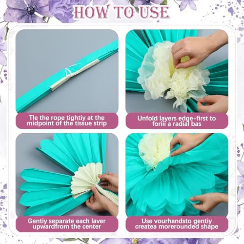 Image of Chunful 5 Pcs 30'' 24'' Giant Boho Tissue Paper Flowers Decoration Handcrafted Large Crepe Hanging Tissue Flower Paper Pom Pom for Baby Shower Birthday Bachelorette Wedding Bridal Shower Party Nursery