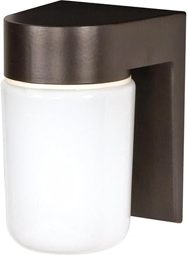 Nuvo Lighting SF77138 - Lámpara de techo de aluminio fundido a presión para exteriores para porche y patio con cilindro de vidrio blanco, Bronzotic