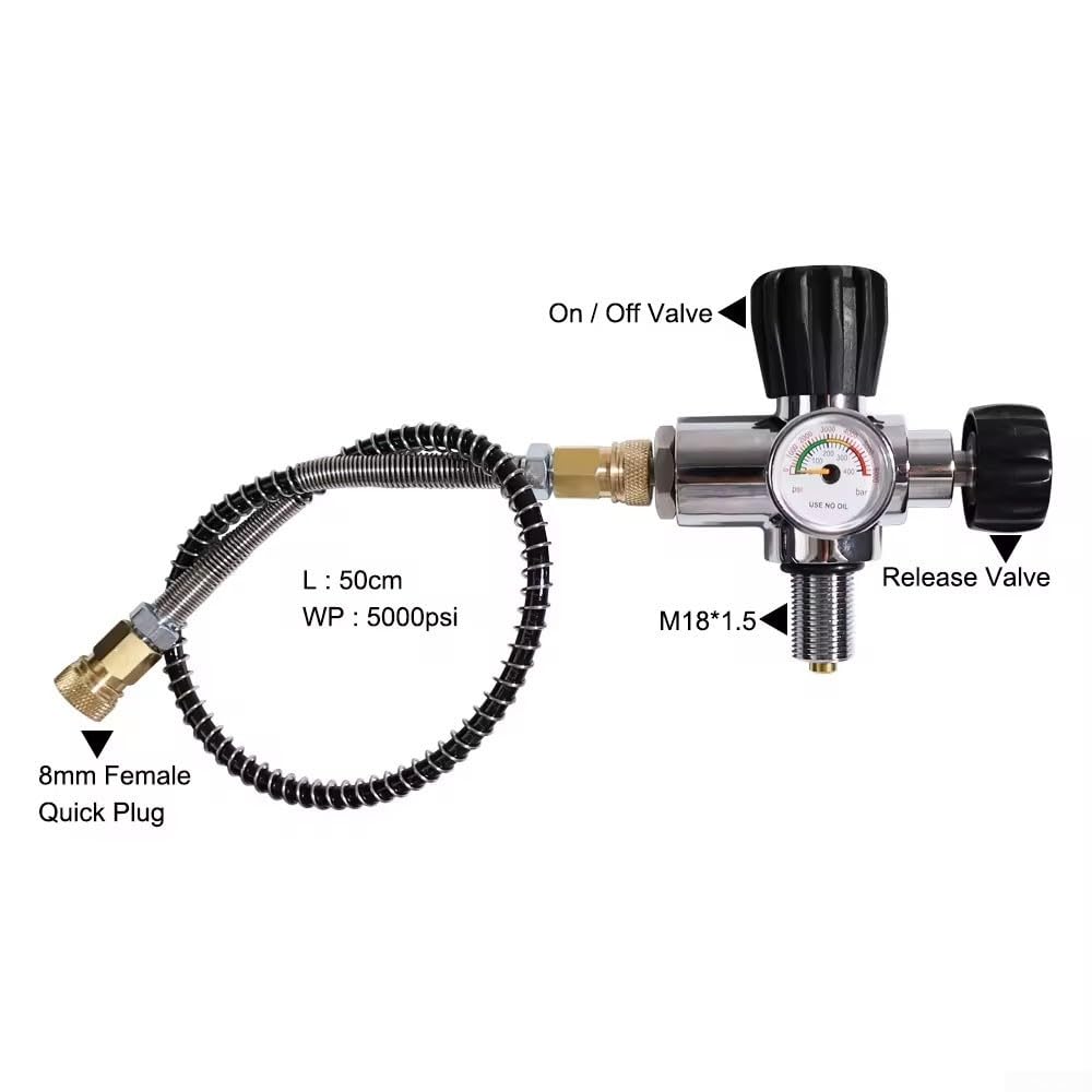 Valvola serbatoio ARA ottone Gauge 400 Bar pressione (doppia scala-M18) | Costruzione in ottone massiccio, componenti in ferro, max 400 bar, 6000 psi, scala singola o doppia