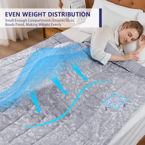 Image of yescool Weighted Blanket for Adults (15 lbs, 48 inch x 72 inch, Pearl Grey) Cooling Heavy Blanket for Sleeping Perfect for 140-160 lbs, Twin Size Breathable Blanket with Premium Glass Bead, Machine Washable