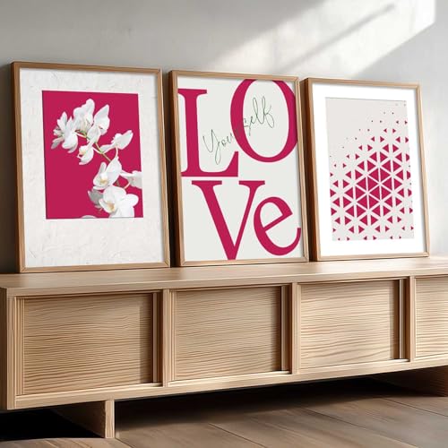 Image of HOTHOUSE Decorative Abstract Wall Art Home Decor Modern Painting poster With Frame For Living Room Bed Room Hotel Wall Decor Digital Reprint Set of 3 (10X13 inch)