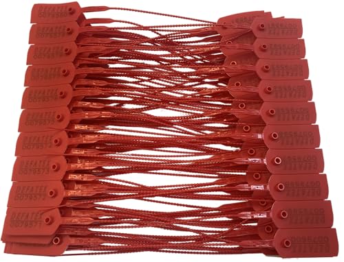 ALMA SEALS Security Seals - Pull Up Type, 20 cm, Polypropilene, Round, Locker, Red with Serial Numbering