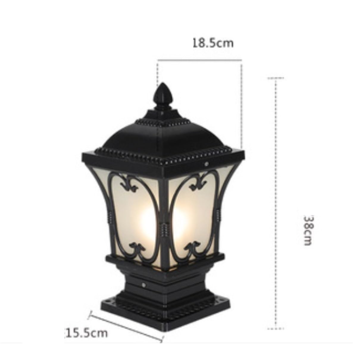 Palo Luce 2 Pezzi Lampada A Pilastro Impermeabile in Alluminio Pressofuso Luce A Colonna Luci da Esterno in Vetro Smerigliato Cortile Esterno Giardino(Bronze,18.5 * 18.5 * 38cm)