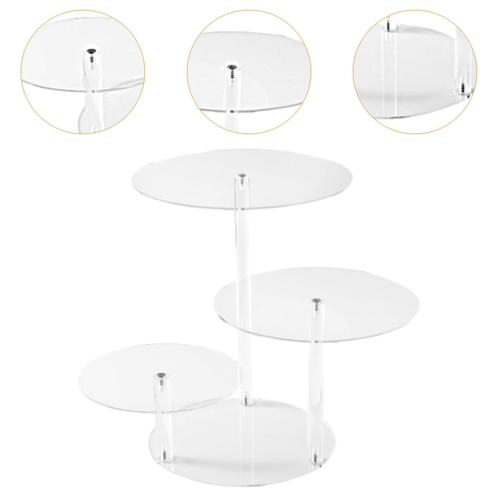 Qianly Soporte de Exhibición de Acrílico de 3 Niveles, Elevador para Pasteles con Luces LED, Estante para Postres Y Repostería para Cumpleaños, Fiestas en Ho, como Se Describe