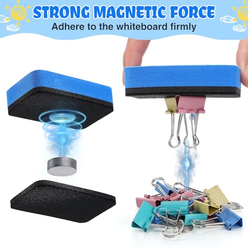 Image of 24Pcs Strong Magnetic Dry Erase Eraser, Classroom Must Haves, Rectangle | 4 Color Mini Whiteboard Eraser, Classroom Essentials for Kindergarten, Prek, Elementary, Office