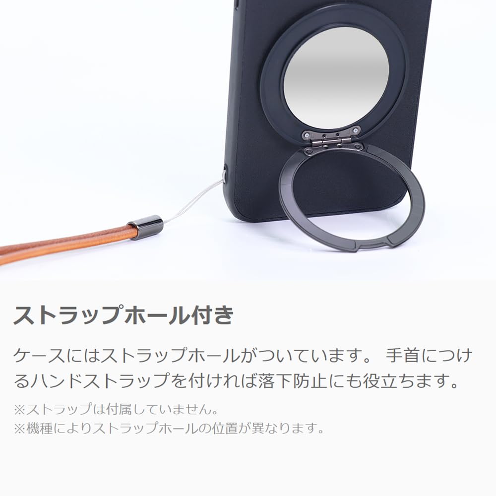 Amazon.co.jp: LOOF RING-SHELL MIRROR ver. 本革 レザー スマホリング
