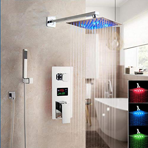 Robinet de douche numérique à affichage digital et pommeau LED 3 fonctions LWX