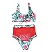Sexy Women Two Pieces Lace up Bandage Bikini Swimsuit Set High Waisted Bathing Suit (C, Large)