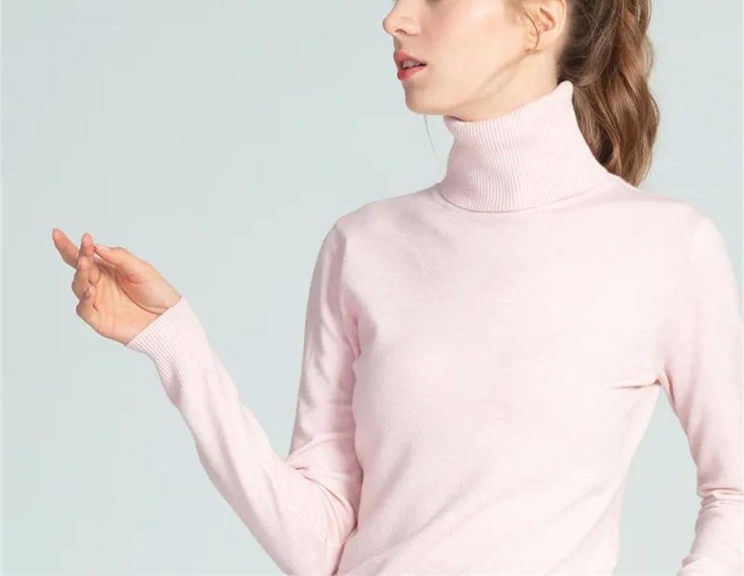 Maglione da donna oversize a maniche lunghe a collo alto autunno inverno top tinta unita maglione lavorato a maglia spessa