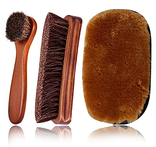 Shoe Brush Set, KY-Tech 2pcs Premium Soft Shoe Brush Shoe Shine Brush for Buffing Polishing, Horse Hair Brush Shoe Cleaning Brushes for Boots, Shoes, Car Seats, Sofas, Bags Great