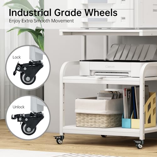 Image of Fannova 25.6 inchx23.6 inchx30.9 inch Extra Large White Printer Stand with Storage