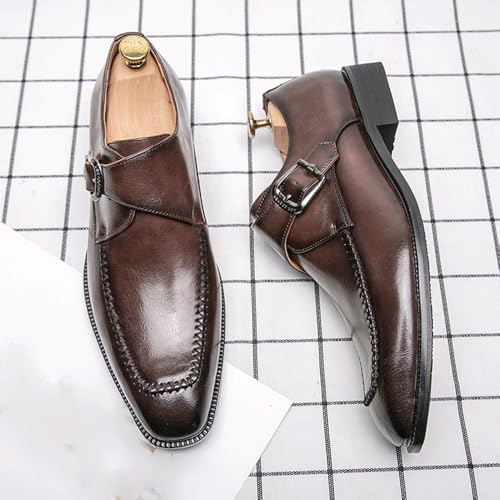 Dress Oxford Shoes for Men Men's Dress Shoes PU Leather Double Buckle Monk Strap Men Shoes Classic Italian Shoes Anti-Slip Low Top Non Slip Prom2