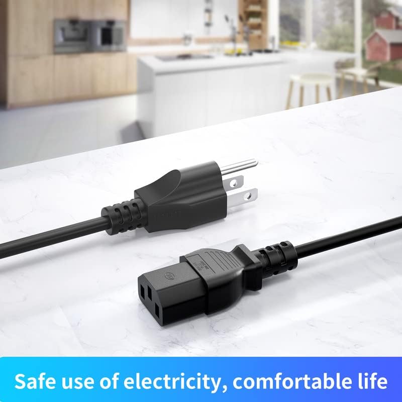 Miniatura 6 de Paquete de 3 cables de alimentación amplificadores de 10 pies (9.8 ft), cable de alimentación de 3 clavijas de repuesto para guitarra eléctrica