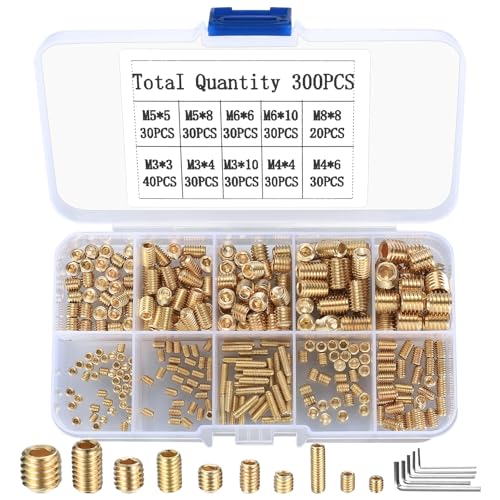 300 Stk Madenschrauben Set, M3/M4/M5/M6/M8 Gewindestifte Sortiment Kit,...