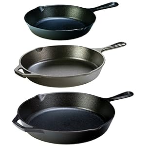 Lodge Seasoned Cast Iron 3 Skillet Bundle. 12 inches and 10.25 inches with 8 inch Set of 3 Cast Iron Frying Pans
