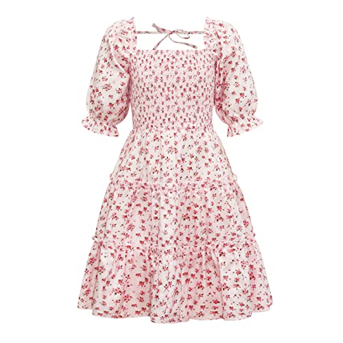 Vestido de niña con manga corta de soplo y volantes cómodos para jugar