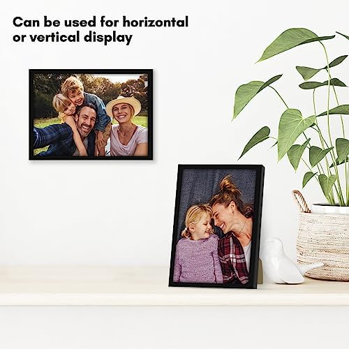 Americanflat 5x7 Picture Frame with Shatter-Resistant Glass - Streamline Collection - Thin Border Photo Frame for Tabletop and Wall Display - Hanging Hardware and Easel Stand Included - Black