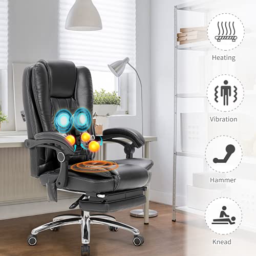 Mellcom Executive 3D Massage Chair With Lumbar Support High Back, Massage Office Chair For Office Study, Ergonomic Computer Chair With Kneading And Vibration,Black #TOP3