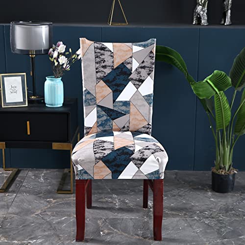 Image of House of Quirk Elastic Chair Cover Stretch Removable Washable Short Dining Chair Cover Protector Seat Slipcover (Pack of 6, Antique Prism)
