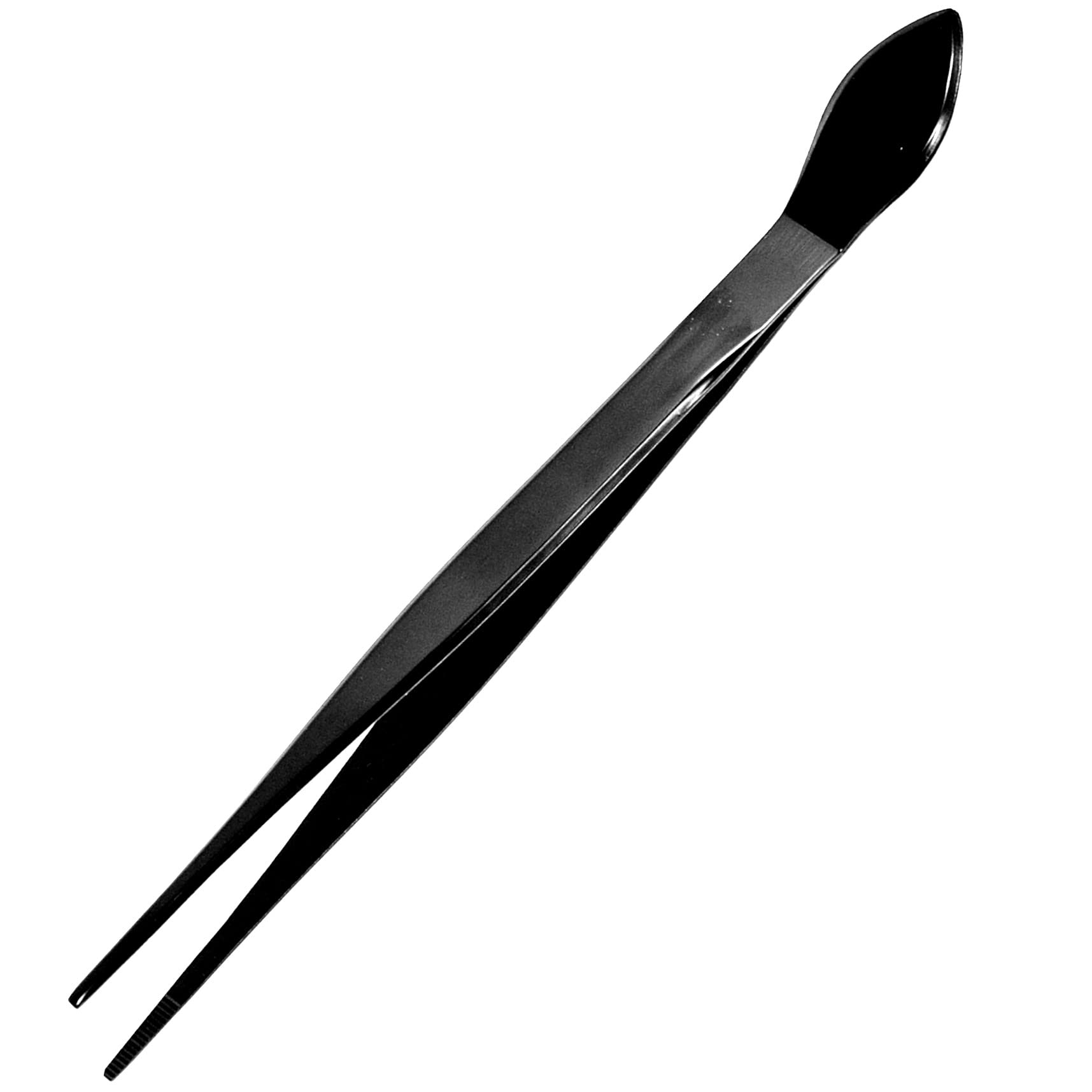 KaKUrI Pinzette Bonsai con spatola, punte dritte da 22,4 cm, strumento professionale per bonsai, acciaio inossidabile giapponese, nero, Made in Japan (47848)