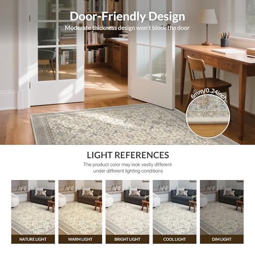 GENIMO Vintage Rug Living Room 120x170cm, Boho Area Rugs Washable, Non-Slip Carpet, Low Pile, Non-Shedding, Traditional Oriental Printed Design, Dining Room, Office, Bedroom, Kitchen, Lounge, Indoor - Image 6