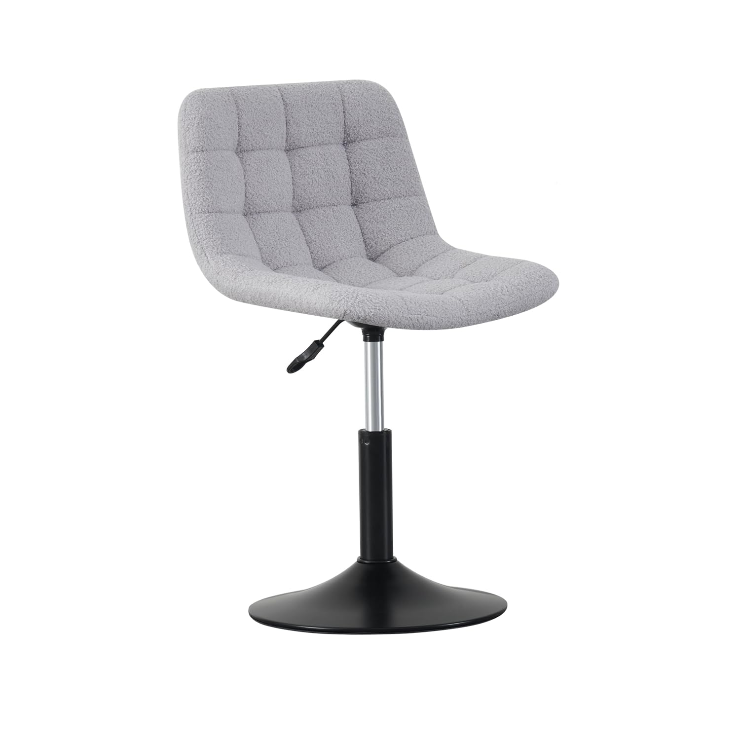mcc direct Soft Fabric Dressing Table Chair, Height Adjustable Swivel Desk Home Office Chair,Footrest and Metal Base for Bedroom Vanity & Office (Light Grey) - Drake