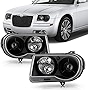 ACANII - For 2005-2010 Chrysler 300C 300-C Projector Black Headlights Headlamps Head Replacement Driver + Passenger Side