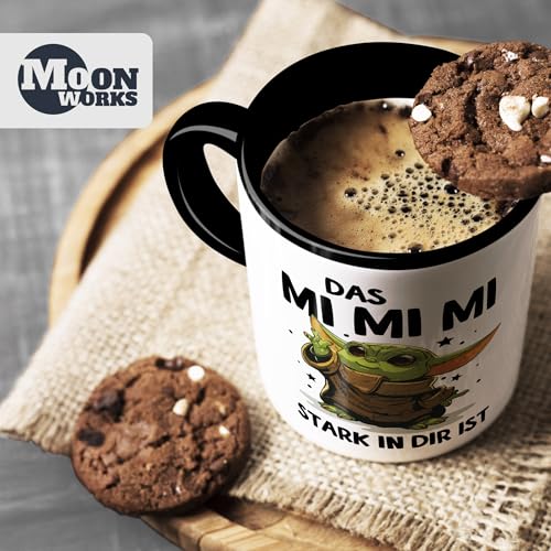 MoonWorks Kaffee-Tasse mit Spruch Das Mimimi stark in dir ist Baby Bürotasse lustige Kaffeebecher Weiss-innen-schwarz standard – Ansicht 5