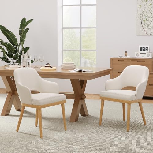MALOL Wooden Dining Chairs Set of 2, Modern Fabric Upholstered