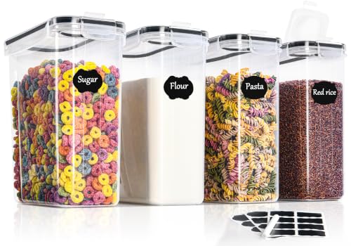 GoMaihe 4L Vorratsdosen 4 Set Aufbewahrungsbox Küche Luftdicht Behälter aus Plastik Mit Deckel Vorratsgläser zur Aufbewahrung von Nudeln Müsli Reis Mehl und für Futter Haustiere MEHRWEG