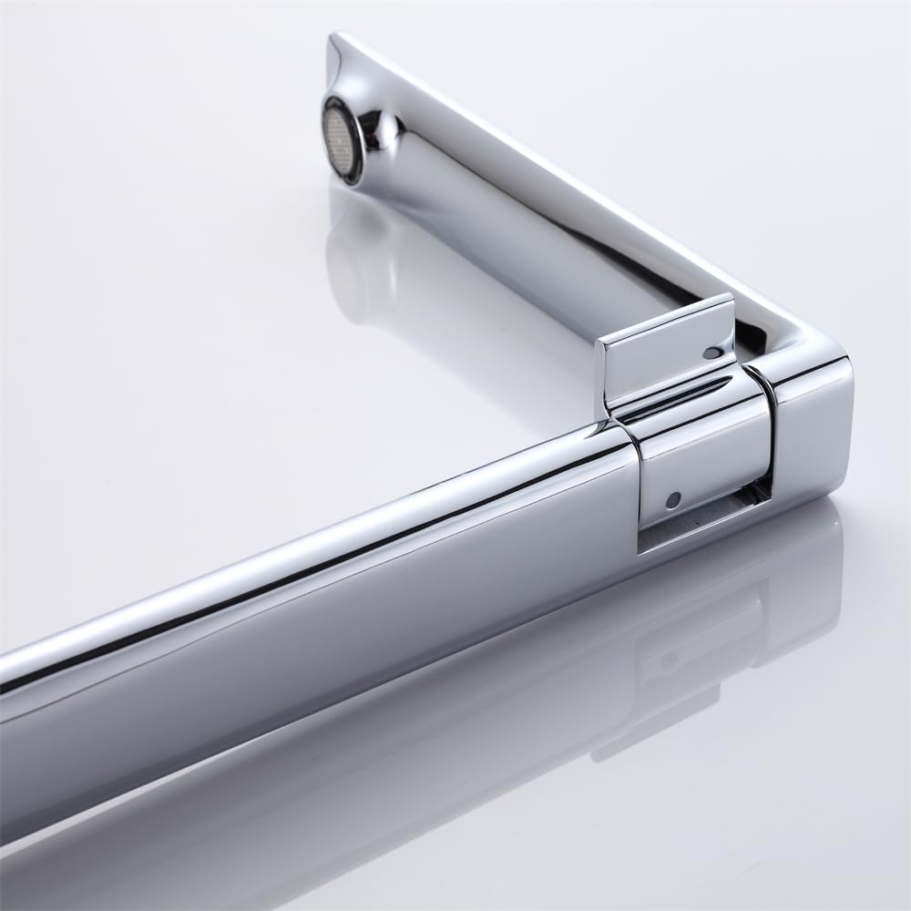 Bateria łazienkowa – wysoka chromowana bateria mieszająca z bardzo długą wylewką do zlewu naczyniowego – instalacja umywalki z pojedynczym uchwytem – elegancki mosiężny design