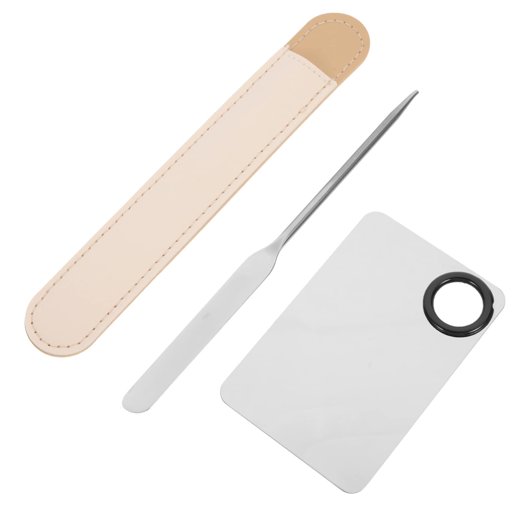 IWOWHERO Stainless Steel Makeup Palette Tray Set Mixing Spatula for Nail Art Foundation Lipstick