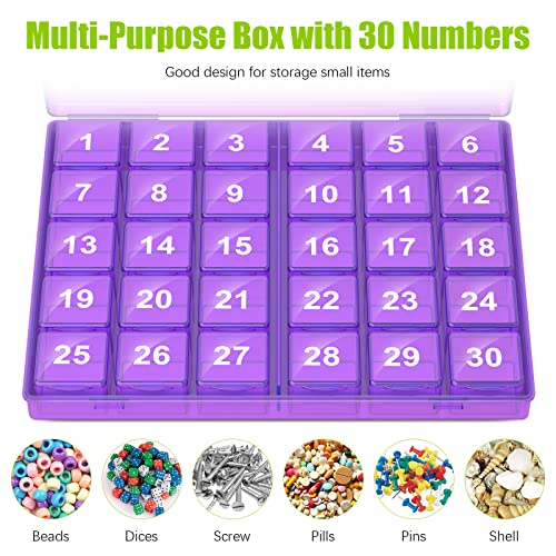 Image of Monthly Pill Organizer Once a Day - 30 Day Pill Organizer Box - Easy to Open - Large Compartments Portable Case for Travel, Month Pill Cases Medicine Organizer for Vitamin (Purple)