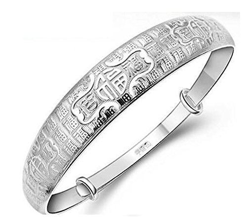 Preisvergleich Produktbild NANHONG 925 Sterling Silber bracelet-3d Relief und Gravur Chinesische Segen