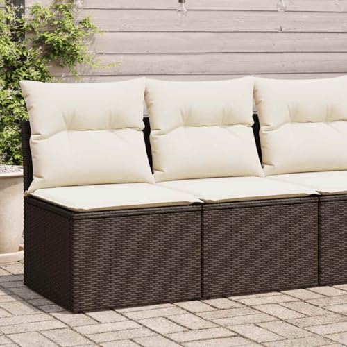BXGGXBYSW Lauuoeriau Furniture Item Home Conjunto de sofás de jardín de 4 Piezas con Cojines, Muebles de Acacia de ratán sintético marrón