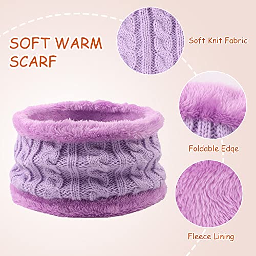 Image of Yuoahcn Kids Winter Beanie Hat Scarf Gloves Set Knit Warm Toddler Winter Cap Gloves Neck Warmer for Boys Girls 1-8 Year