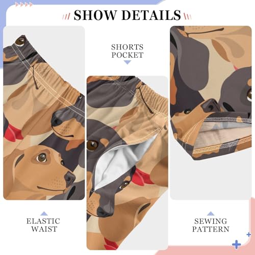 Boys' Pants Dog Black Brown Dachshund Long Bottoms Jogger Pants Elastic Waist Trousers with Pockets S-XL4