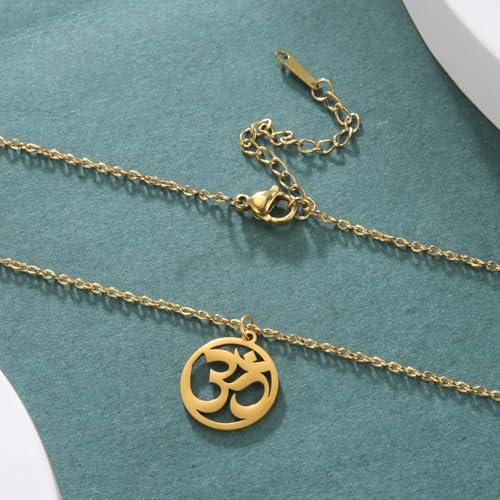 Women OM Necklace Indian Yoga Aum Om Ohm Pendant Necklace Stainless Steel Hindu Meditation Charm Sanskrit Symbol Spiritual Amulet Jewelry for Women Men4