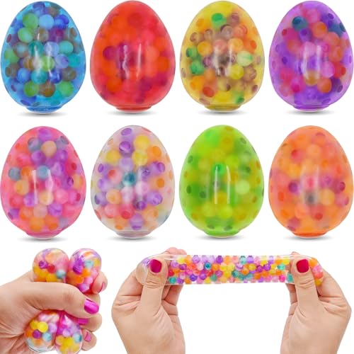 Howzcci 8 Pack Easter Eggs Stress Balls Squishy Toys Squeeze Toys, Easter Egg Hunt Easter Basket Stuffers Party Favors Gifts