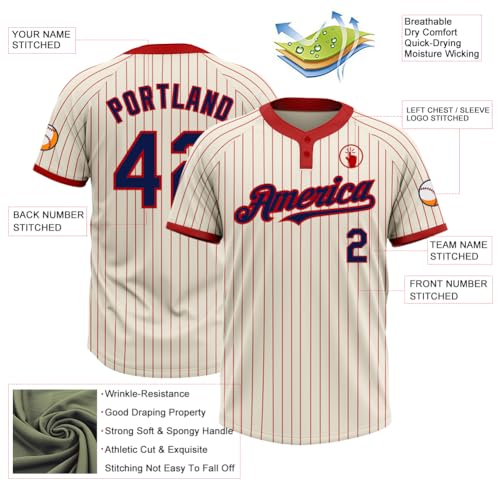 Two Button Baseball Jersey Custom Stripe Softball Shirts Pin Stripe Old Pullover Baseball Jersey Uniform miniatura 2